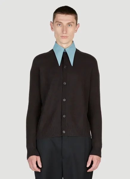 Contrast Point Collar Cardigan