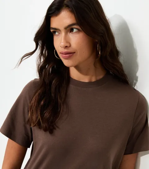 New Look Women's Dark Brown Cotton T-Shirt