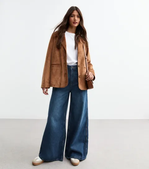 Women's Blue Palazzo Wide Leg Jeans