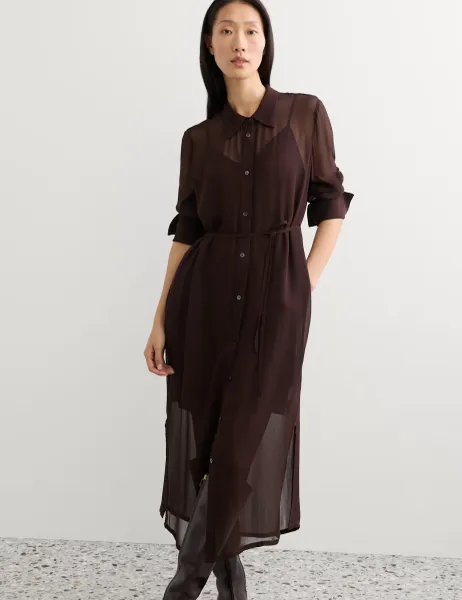 Jaeger Georgette Collared Midi Shirt Dress