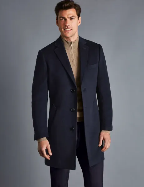 Charles Tyrwhitt Pure Wool Overcoat Blue
