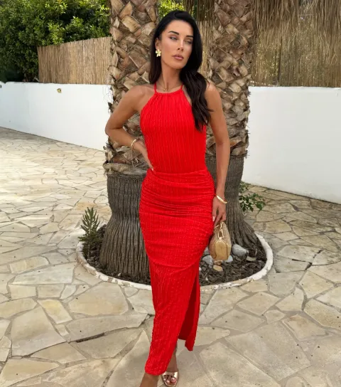 Women's Burnt Orange Strappy Racer Midi Dress