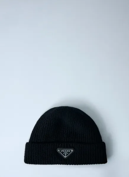 Logo Motif Wool and Cashmere Beanie Hat