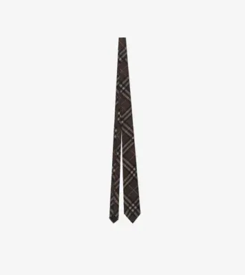 Check Silk Tie in Sepia brown