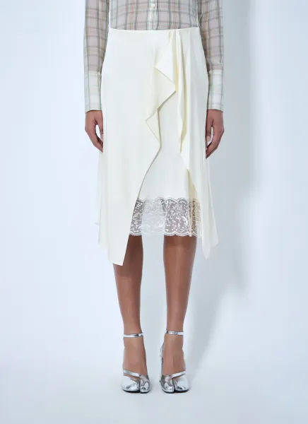 Asymmetric Lace-Trim Skirt