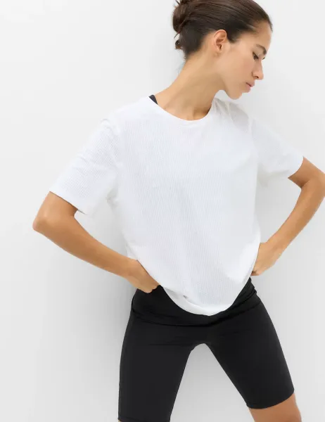 Goodmove Round Neck Mesh Relaxed T-shirt White