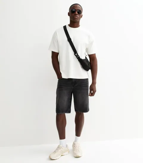 Men's Dark Grey Denim Bermuda Shorts
