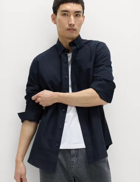 Marks & Spencer Pure Cotton Ultimate Oxford Shirt Navy