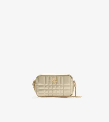 Mini Quilted Leather Camera Bag in Champagne beige