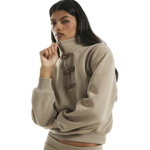 River Island Long Sleeve Frogging Zip Sweatshirt