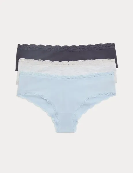 Marks & Spencer 3pk Cotton Rich Hipster Knickers Grey Mix