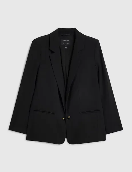 River Island Petite Crepe Edge To Edge Blazer Black