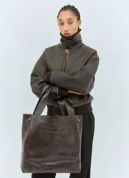 Leather Hobo Tote Bag