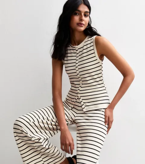 Women's Off White Striped Tank Top
