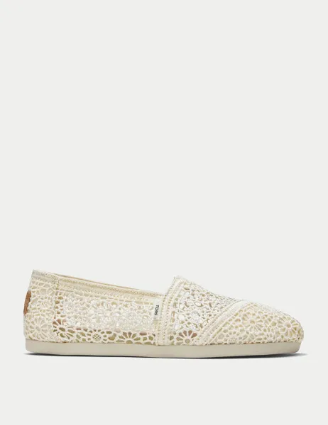 TOMS Canvas Embroidered Espadrilles Natural