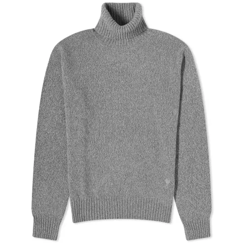 Tonal Heart Cashmere Roll Neck Knit