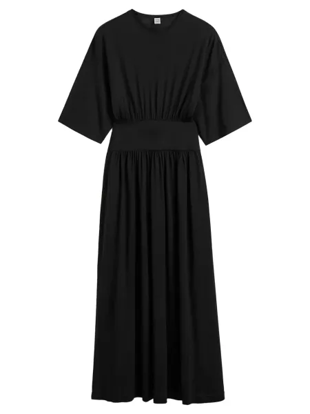 Cotton Silk Tee Dress Black