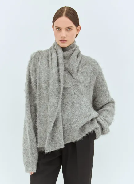 Draped-Scarf Sweater