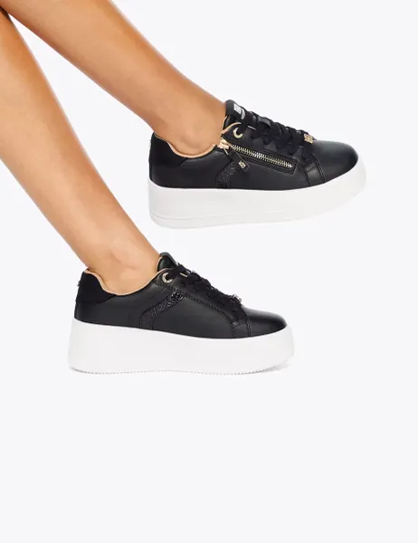 Kurt Geiger Lace Up Zip Detail Flatform Trainers Black