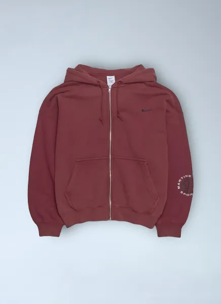 Logo Motif Hooded Zip-Up Sweatshirt