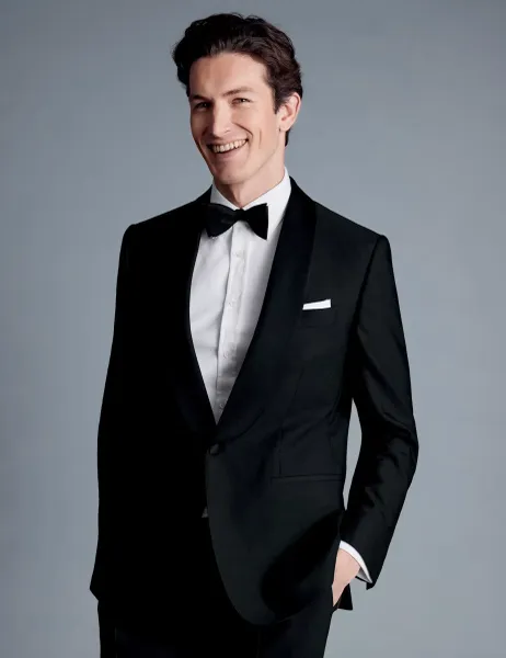 Charles Tyrwhitt Regular Fit Super 120's Wool Tuxedo Jacket Black