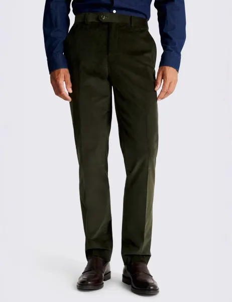 Moss Tailored Fit Cotton Rich Corduroy Trousers Dark Green