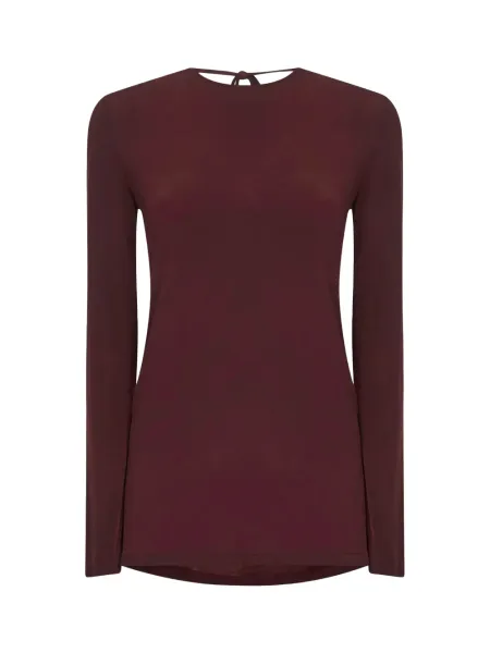 cowl-back long-sleeve top red
