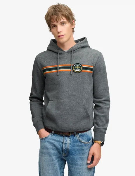 Superdry & Co Cotton Rich Striped Hoodie Grey