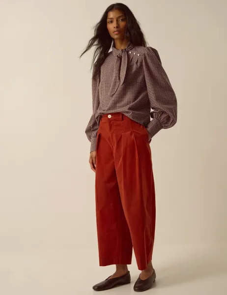 Monsoon Checked Tie Front Top Brown Mix