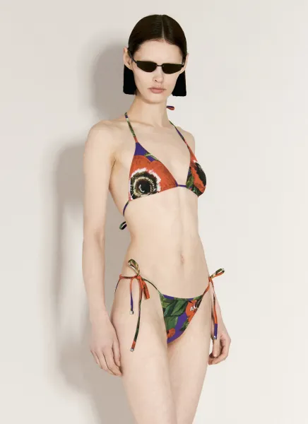Logo And Anemone Print Triangle Bikini