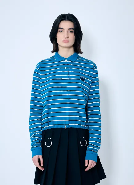 Long Sleeve Striped Polo Shirt