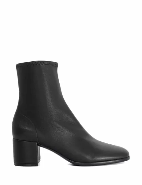 Dune London Leather Block Heel Ankle Boots Black