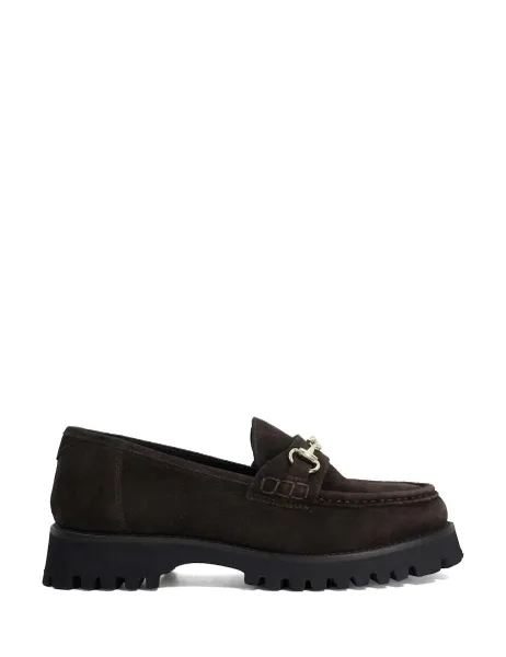 Dune London Suede Slip On Loafers Brown