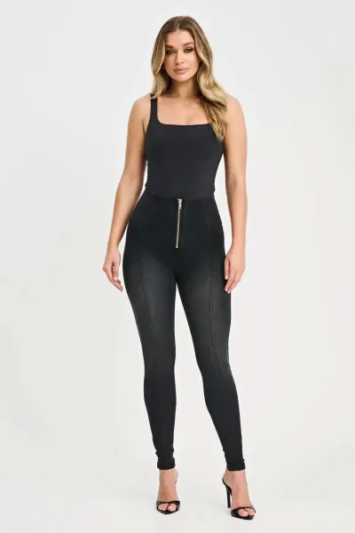 Freddy WRUP Denim with Feature Seam - High Waisted - Full Length - Black + Black Stitching