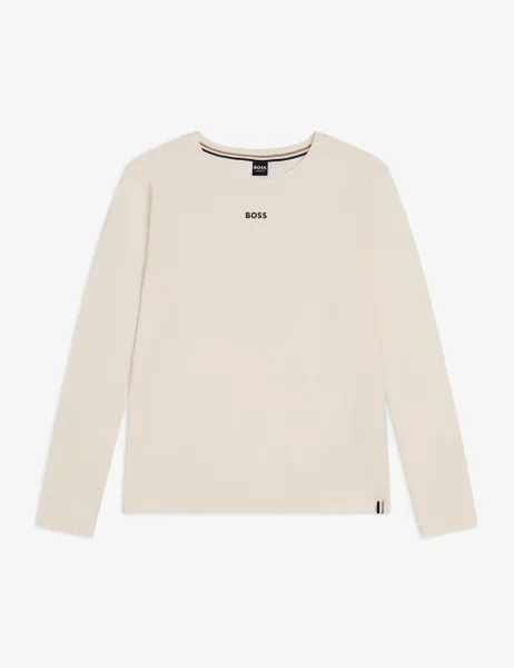 Boss Cotton Rich Logo Pyjama Top White