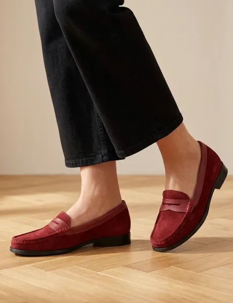 Jones Bootmaker Suede Loafers Red