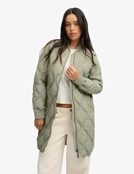 Superdry & Co Quilted Longline Jacket Khaki