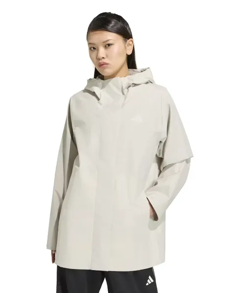 Adidas Essentials Hooded Parka Raincoat Beige