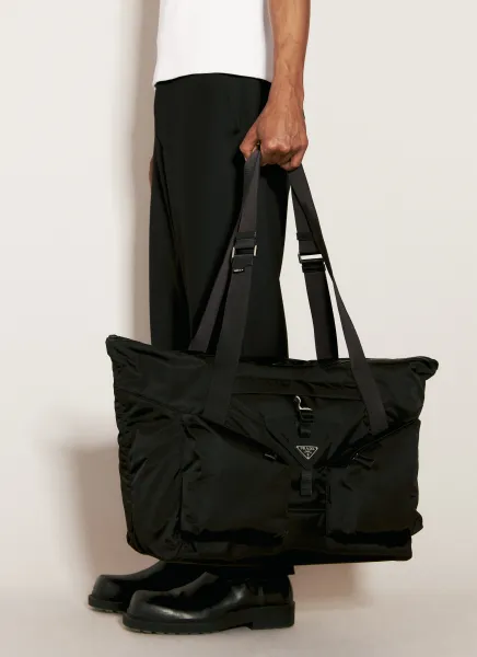 Re-Nylon And Leather Travel Bag