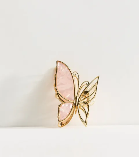 Gold Tone Resin Butterfly Hair Claw Clip