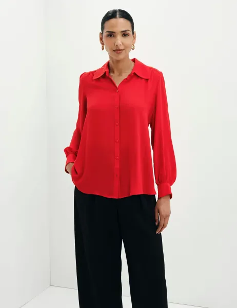Finery London Collared Blouse Red