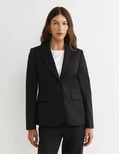 Sportscraft Cotton Rich Single Breasted Blazer Black