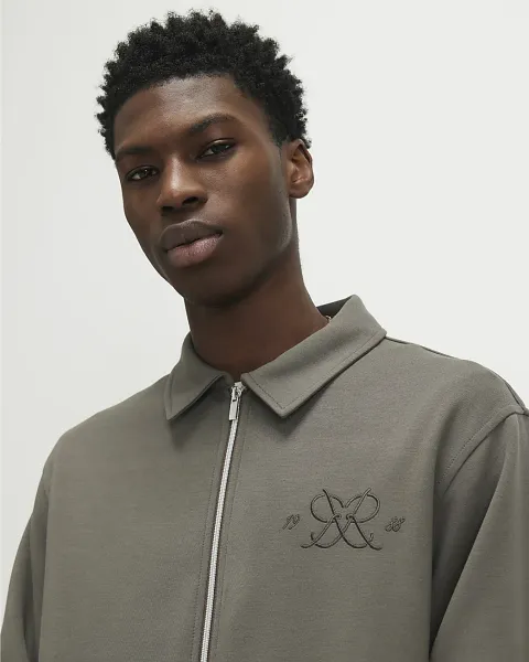 River Island Regular Fit Monogram Zipped Shacket