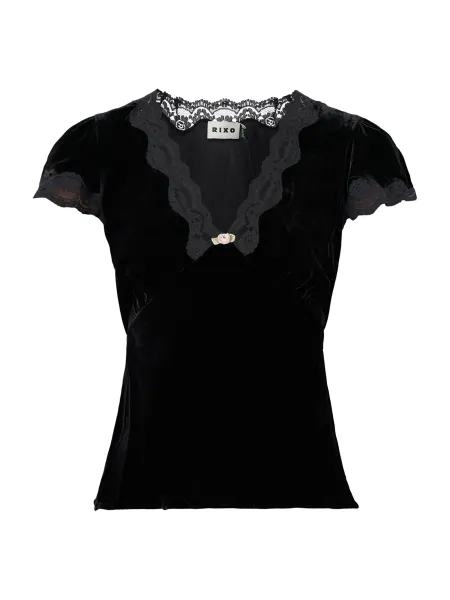 Rixo Karia Viscose & Silk Top – Black Velvet