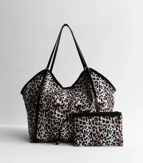 New Look Brown Animal Print Tote Bag