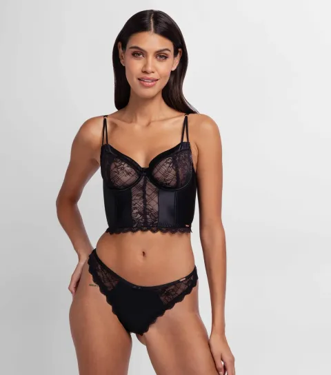 Women's Black Lace Trimmed Bustier