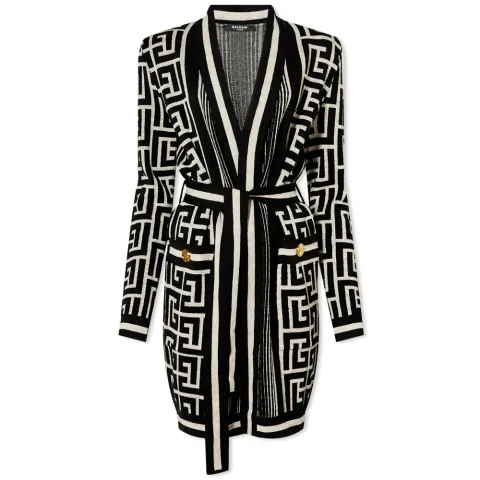 Maxi Monogram Long Belted Cardigan