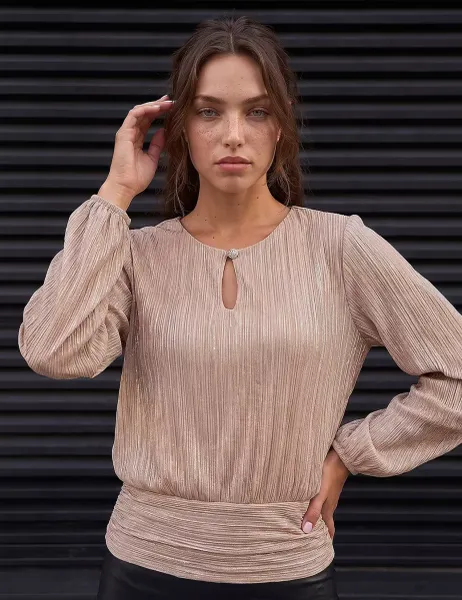 Roman Petite Shimmer Keyhole Top Light Pink