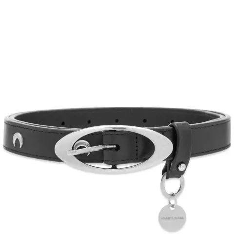 Moon Studded Thin Leather Belt