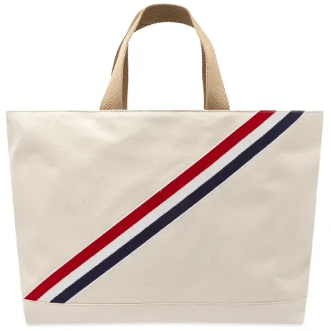 Diagonal Stripe Canvas Tote
